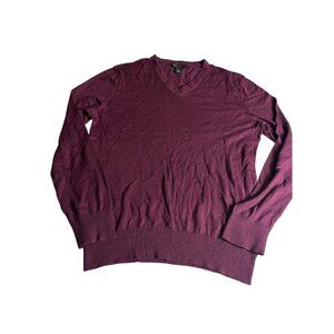 Banana Republic Mens Luxury Blend V-Neck Sweater M Silk & Cashmere Plum Purple